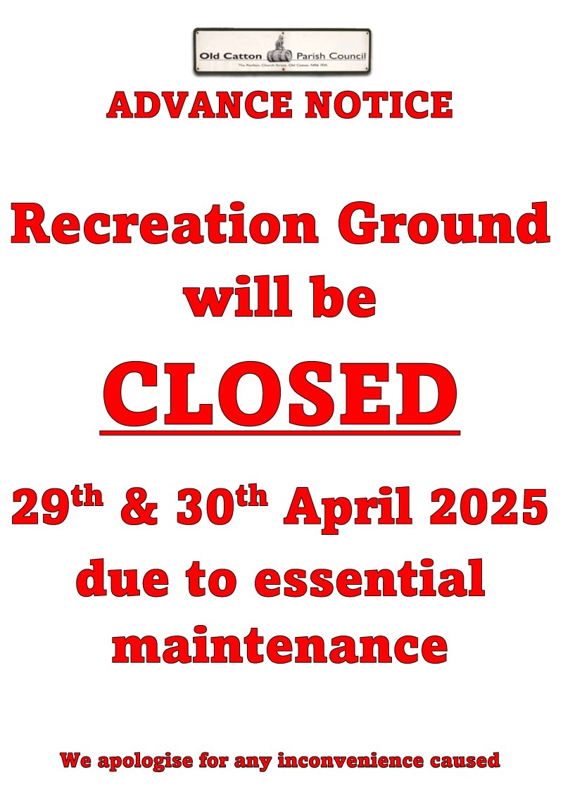 Recreation Ground Closure - 29th/30th April 2025