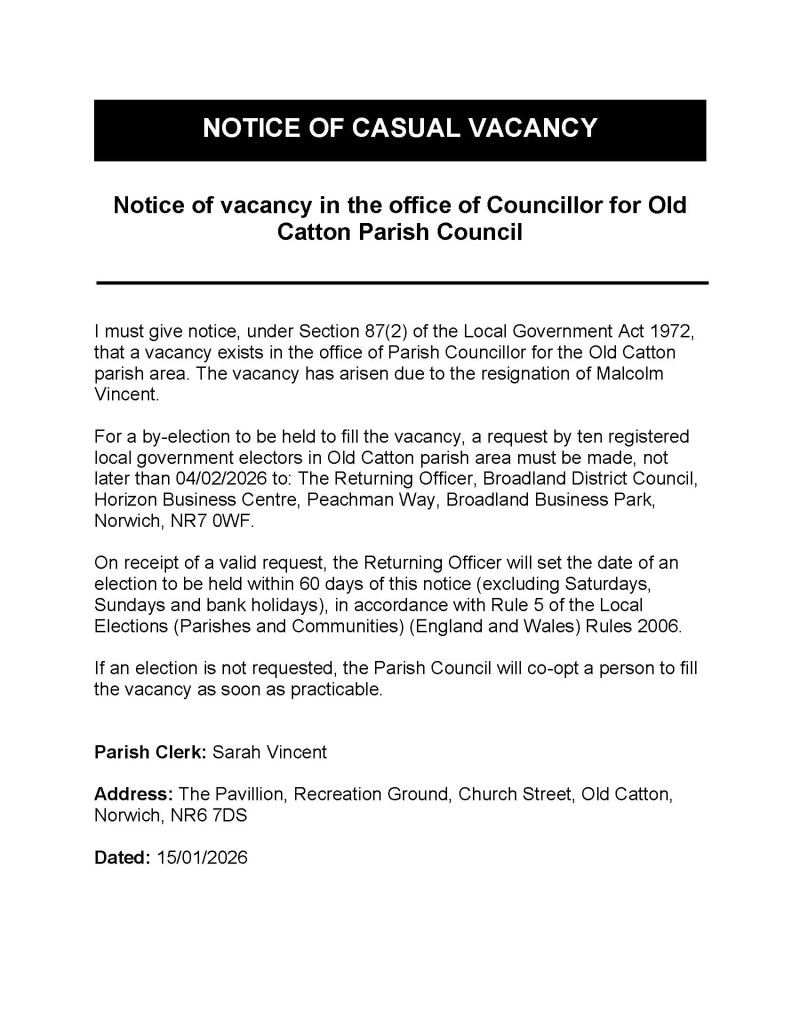 Notice of Parish Council Councillor Vacancy