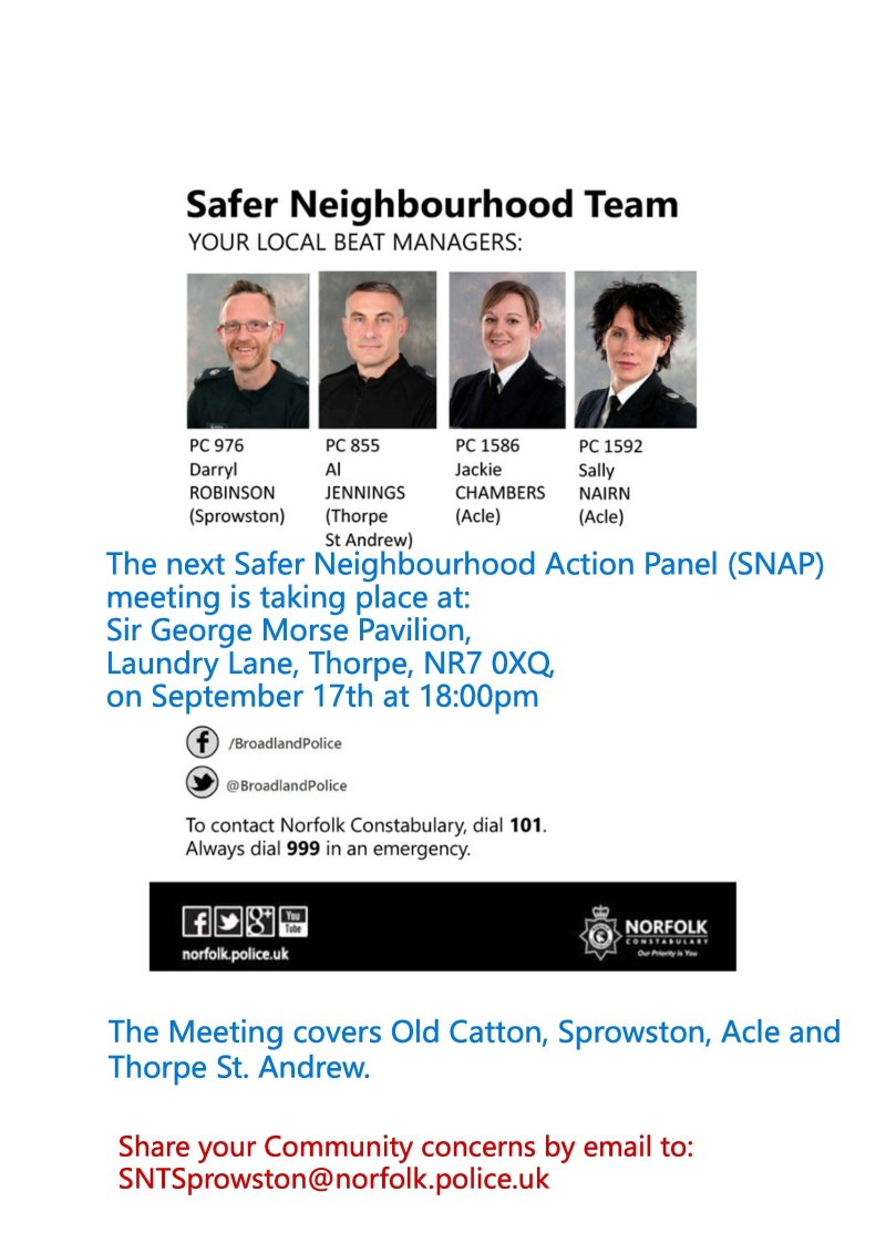 17/09/2025 at 18:00pm - Safer Neighbourhood Action Panel (SNAP)