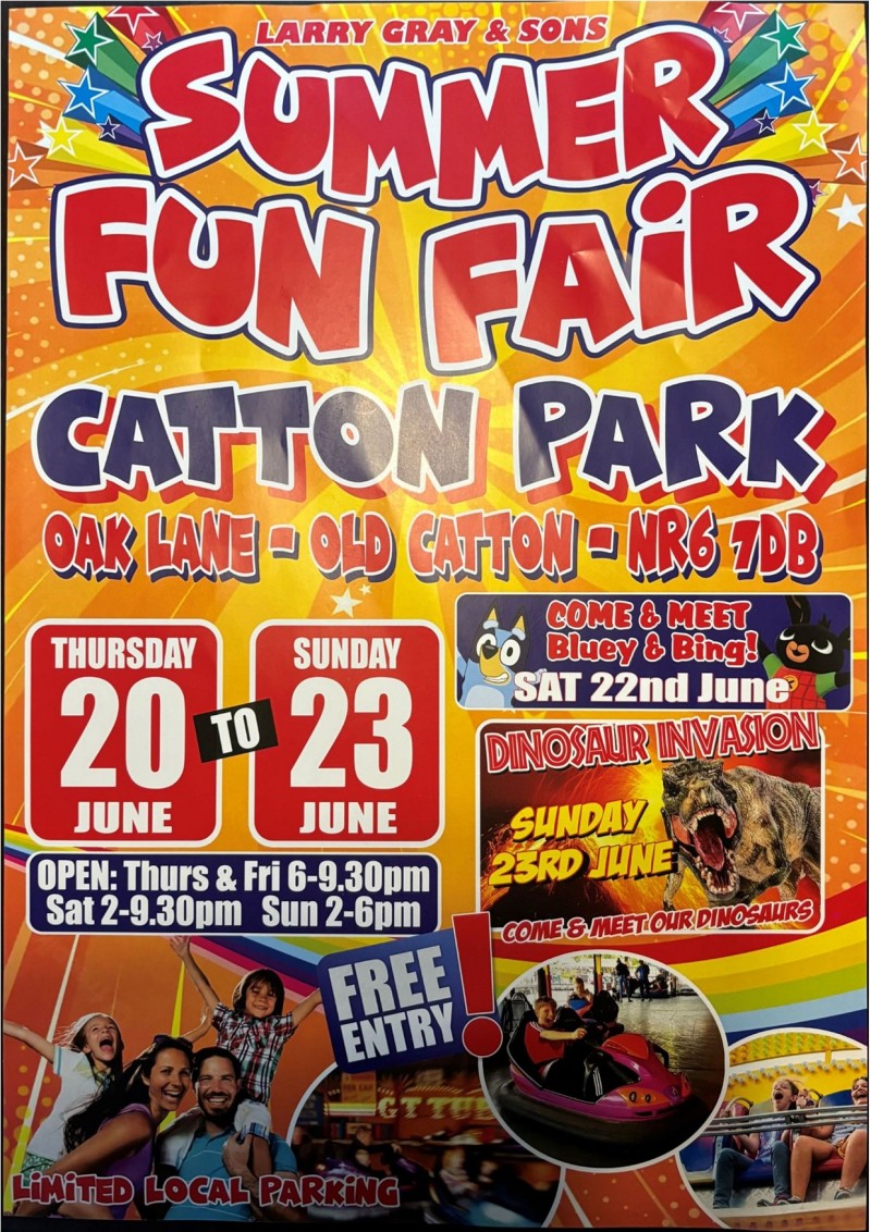 Fun Fair at Catton Park:  20th-23rd June 2024