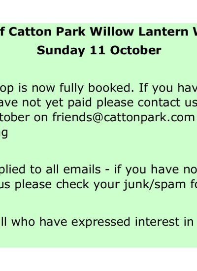 Important message from Friends of Catton Park