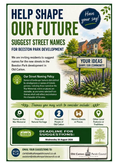 Persimmon invite you to propose street names for the Beeston Park Development